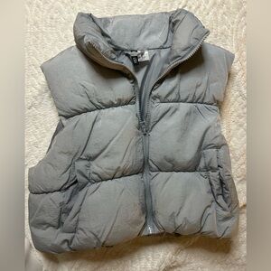 Cropped Gray Puffer Vest
